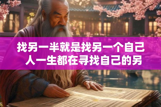 找另一半就是找另一个自己  人一生都在寻找自己的另一半