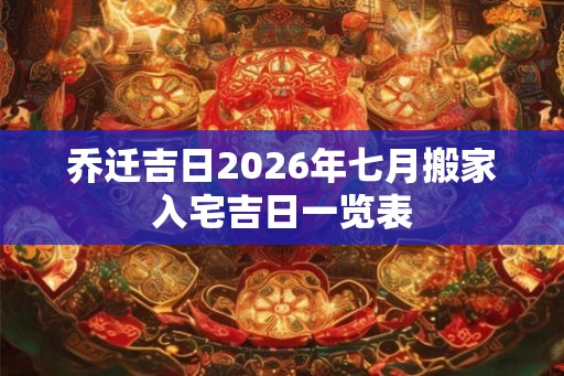 乔迁吉日2026年七月搬家入宅吉日一览表