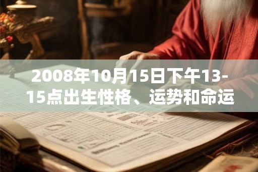 2008年10月15日下午13-15点出生性格、运势和命运