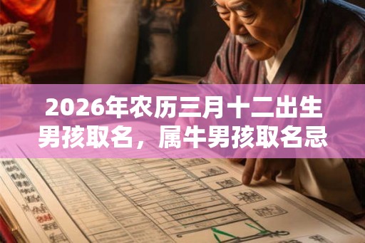 2026年农历三月十二出生男孩取名，属牛男孩取名忌用字！