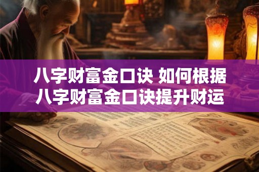 八字财富金口诀 如何根据八字财富金口诀提升财运