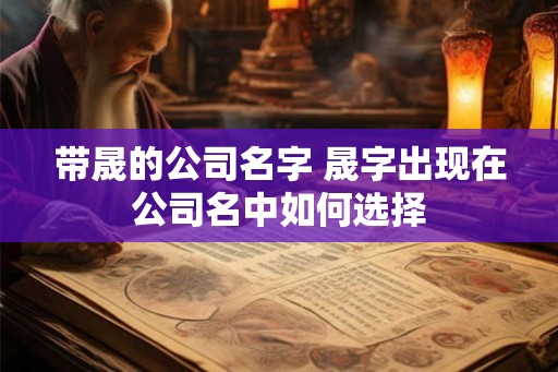 带晟的公司名字 晟字出现在公司名中如何选择