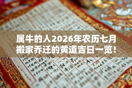 属牛的人2026年农历七月搬家乔迁的黄道吉日一览！