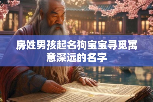 房姓男孩起名狗宝宝寻觅寓意深远的名字