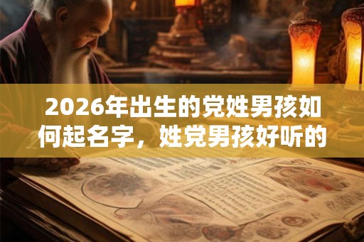 2026年出生的党姓男孩如何起名字，姓党男孩好听的名字