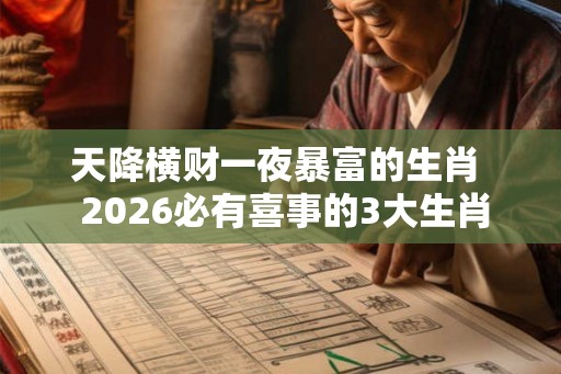 天降横财一夜暴富的生肖  2026必有喜事的3大生肖