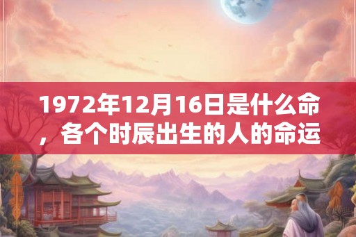 1972年12月16日是什么命，各个时辰出生的人的命运