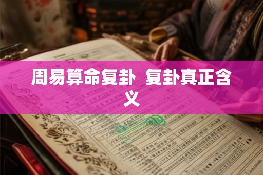 周易算命复卦  复卦真正含义