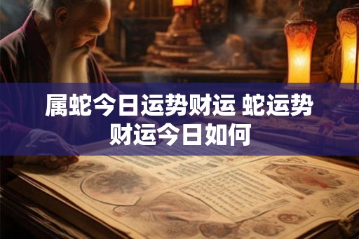 属蛇今日运势财运 蛇运势财运今日如何