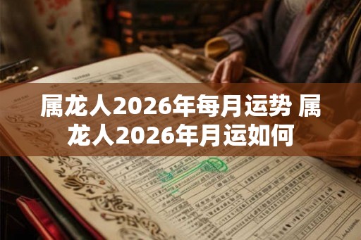 属龙人2026年每月运势 属龙人2026年月运如何