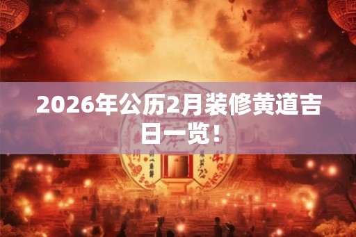 2026年公历2月装修黄道吉日一览！