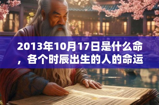 2013年10月17日是什么命，各个时辰出生的人的命运