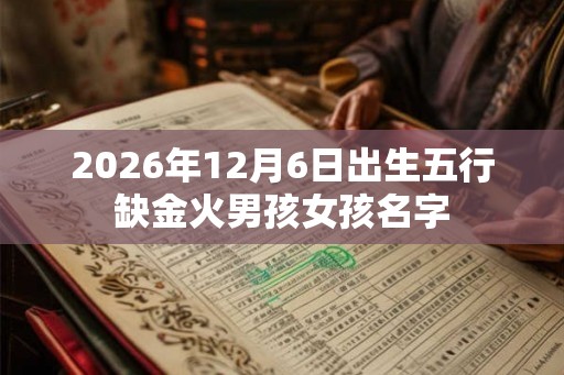 2026年12月6日出生五行缺金火男孩女孩名字