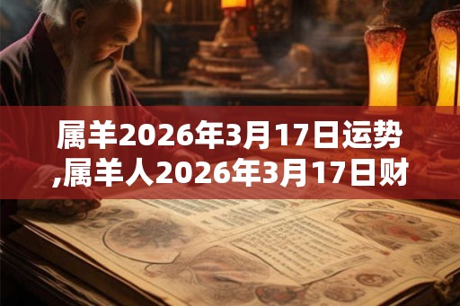 属羊2026年3月17日运势,属羊人2026年3月17日财运,生肖羊2026年3月17日运势