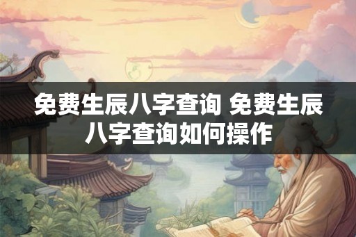 免费生辰八字查询 免费生辰八字查询如何操作