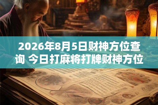 2026年8月5日财神方位查询 今日打麻将打牌财神方位