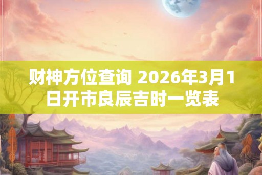 财神方位查询 2026年3月1日开市良辰吉时一览表