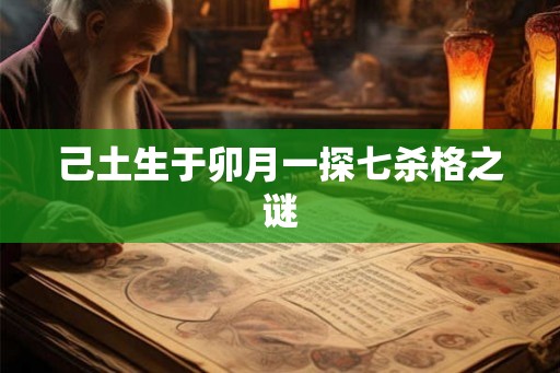 己土生于卯月一探七杀格之谜