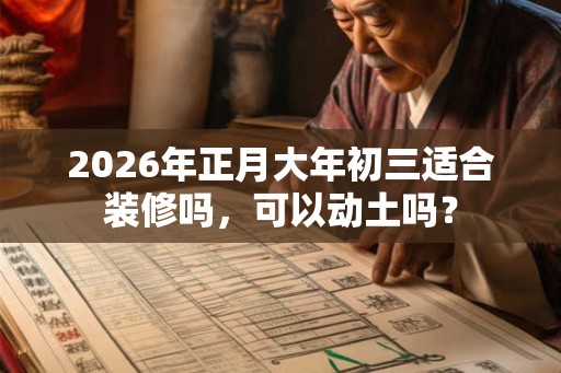 2026年正月大年初三适合装修吗,可以动土吗? 2026年正月大年初三适合装修吗,可以动土吗?