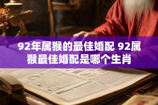92年属猴的最佳婚配 92属猴最佳婚配是哪个生肖