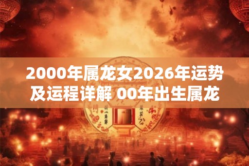 2000年属龙女2026年运势及运程详解 00年出生属龙人2026全年每月运势女性