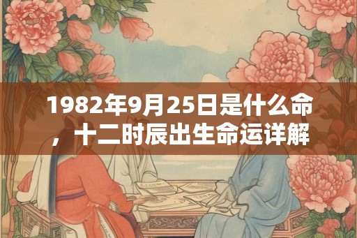 1982年9月25日是什么命，十二时辰出生命运详解