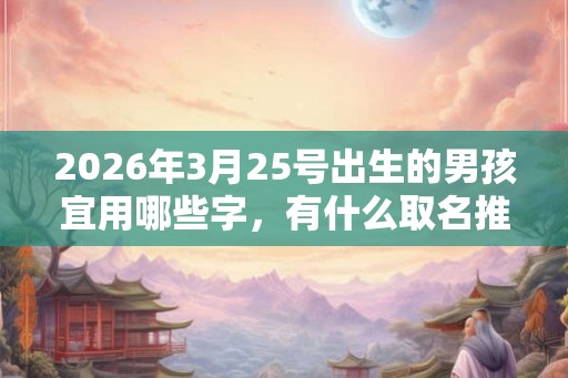 2026年3月25号出生的男孩宜用哪些字，有什么取名推荐？