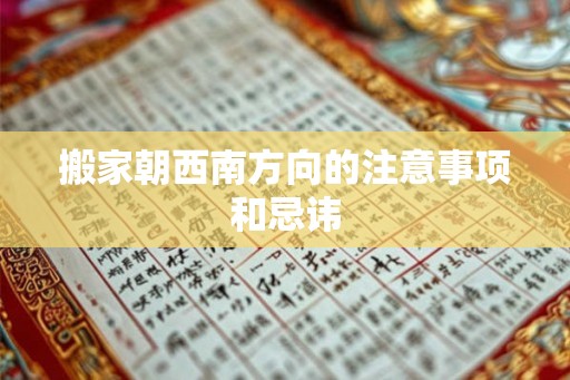 搬家朝西南方向的注意事项和忌讳