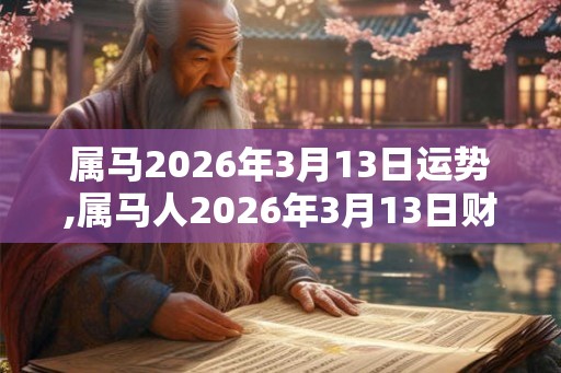 属马2026年3月13日运势,属马人2026年3月13日财运,生肖马2026年3月13日运势