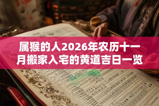属猴的人2026年农历十一月搬家入宅的黄道吉日一览! 属猴的人2026年农历十一月搬家入宅的黄道吉日一览!