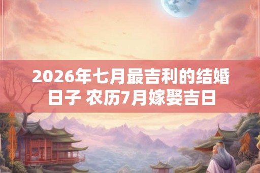 2026年七月最吉利的结婚日子 农历7月嫁娶吉日