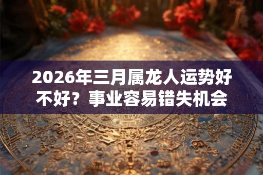 2026年三月属龙人运势好不好？事业容易错失机会