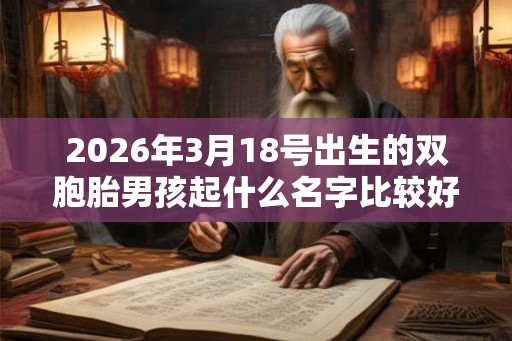 2026年3月18号出生的双胞胎男孩起什么名字比较好，五行属什么
