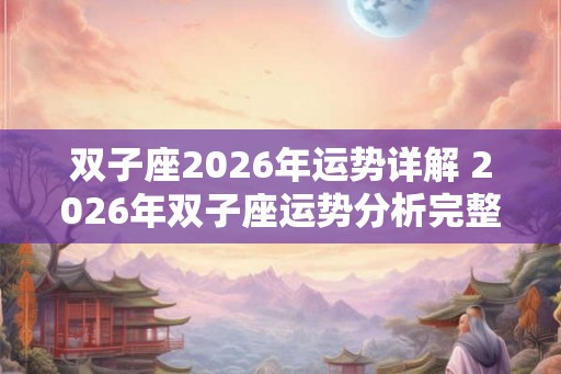 双子座2026年运势详解 2026年双子座运势分析完整版