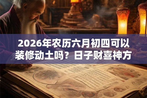 2026年农历六月初四可以装修动土吗？日子财喜神方位？