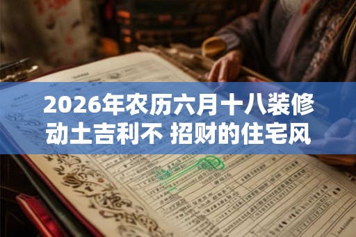 2026年农历六月十八装修动土吉利不 招财的住宅风水