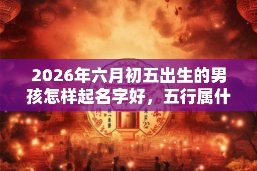 2026年六月初五出生的男孩怎样起名字好，五行属什么