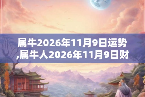 属牛2026年11月9日运势,属牛人2026年11月9日财运,生肖牛2026年11月9日运势