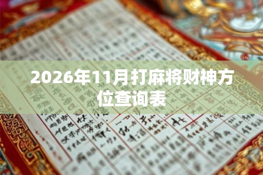 2026年11月打麻将财神方位查询表