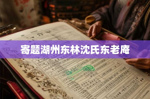 寄题湖州东林沈氏东老庵