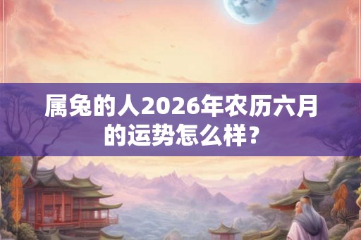 属兔的人2026年农历六月的运势怎么样? 属兔的人2026年农历六月的运势怎么样?