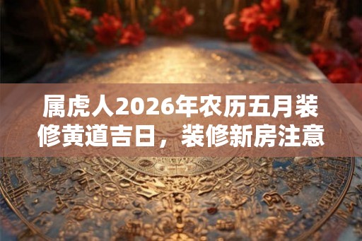 属虎人2026年农历五月装修黄道吉日，装修新房注意风水禁忌