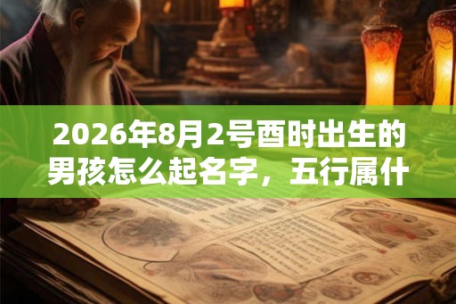 2026年8月2号酉时出生的男孩怎么起名字，五行属什么