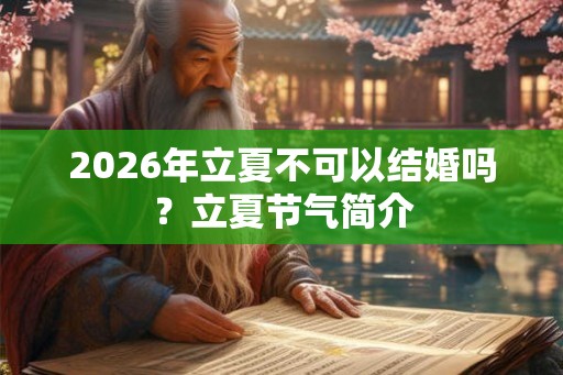 2026年立夏不可以结婚吗?立夏节气简介 2026年立夏不可以结婚吗?立夏节气简介