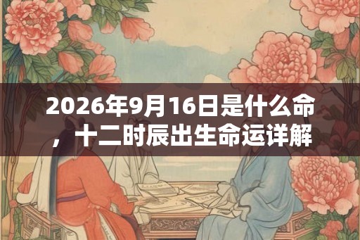 2026年9月16日是什么命，十二时辰出生命运详解