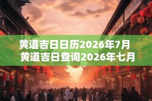 黄道吉日日历2026年7月  黄道吉日查询2026年七月