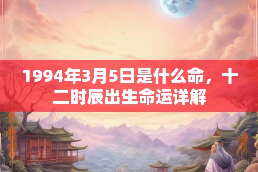 1994年3月5日是什么命，十二时辰出生命运详解