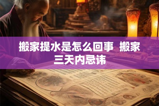 搬家提水是怎么回事  搬家三天内忌讳