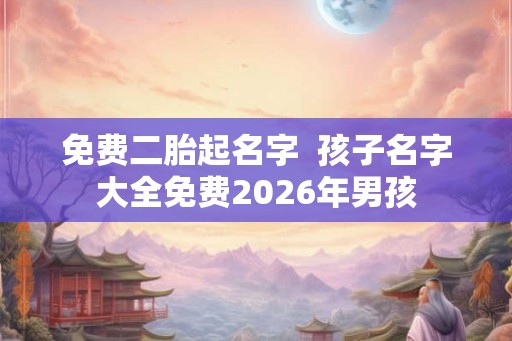 免费二胎起名字  孩子名字大全免费2026年男孩