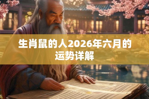 生肖鼠的人2026年六月的运势详解